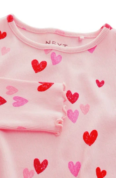 Next Kids' Heart Graphic Ribbed T-shirt In Pink