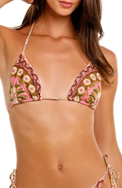 Agua Bendita Lolita Matches Embroidered Bikini Top In Multi