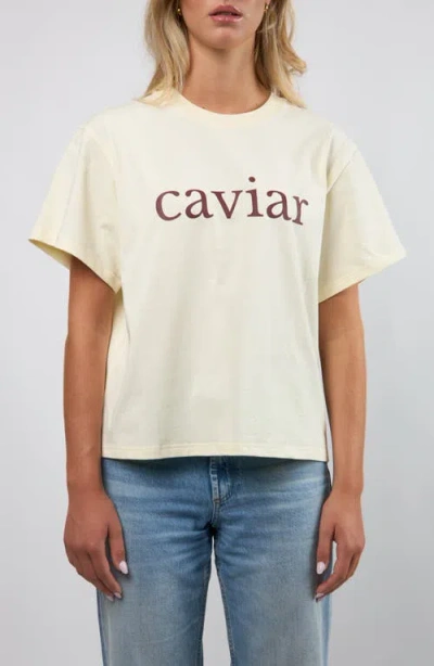 Viens Avec Moi Caviar Boxy Cotton Graphic T-shirt In White