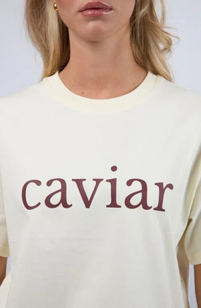 Viens Avec Moi Caviar Boxy Cotton Graphic T-shirt In White