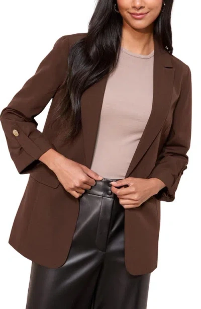 Friends Like These Roll Sleeve Blazer In Brown