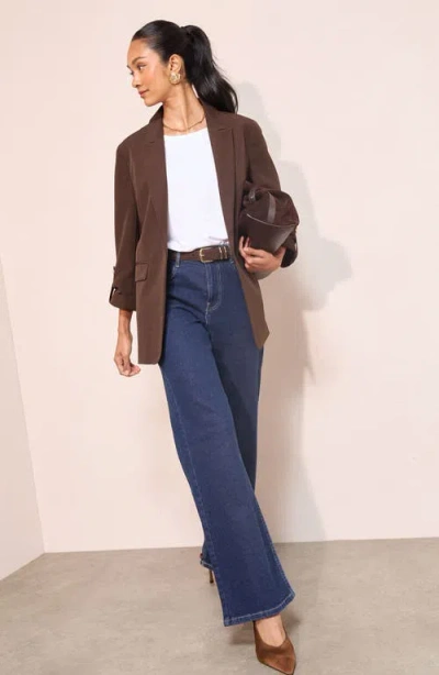 Friends Like These Roll Sleeve Blazer In Brown