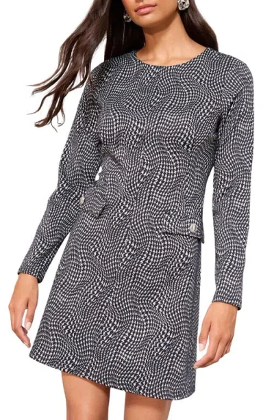 Friends Like These Long Sleeve Check Minidress In Gray