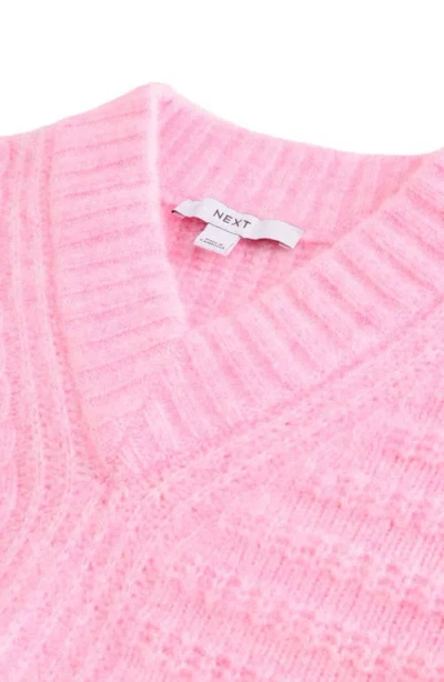 Next V-neck Ribbed Sweater In Pink
