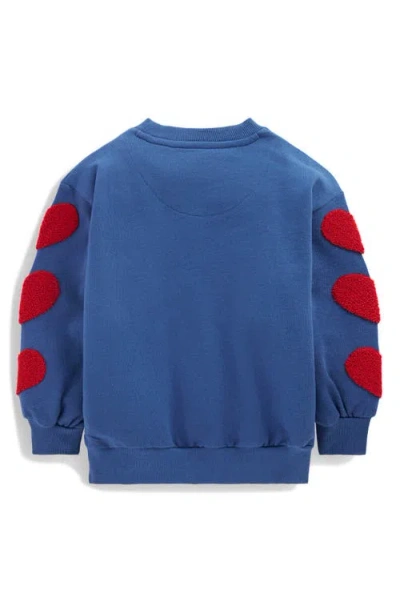 Mini Boden Kids' Bouclé Hearts Cotton Sweatshirt In Blue