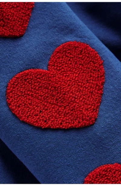 Mini Boden Kids' Bouclé Hearts Cotton Sweatshirt In Blue