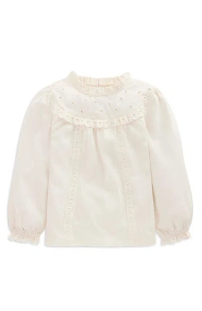 Mini Boden Kids' Heart Broderie Anglaise Top In White