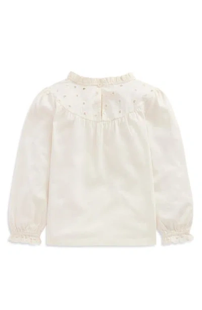 Mini Boden Kids' Heart Broderie Anglaise Top In White