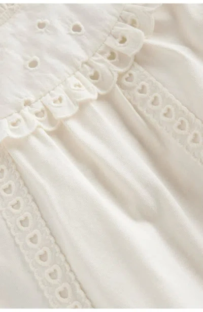 Mini Boden Kids' Heart Broderie Anglaise Top In White