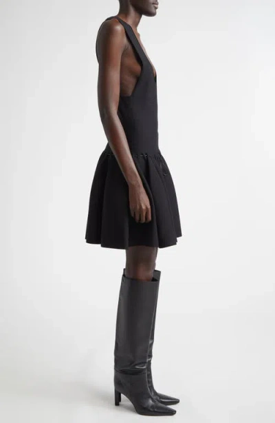 Brandon Maxwell The Cleo Mini Sweater Dress In Black