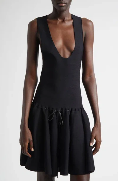 Brandon Maxwell The Cleo Mini Sweater Dress In Black