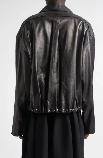 Brandon Maxwell The Leland Leather Shirt Jacket In Black