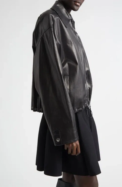 Brandon Maxwell The Leland Leather Shirt Jacket In Black