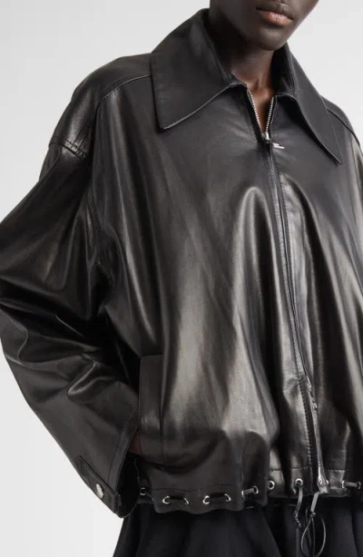 Brandon Maxwell The Leland Leather Shirt Jacket In Black