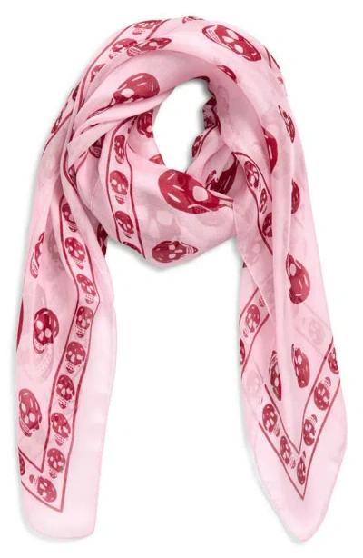 Alexander Mcqueen Mcqueen Skull Print Silk Scarf In Pink