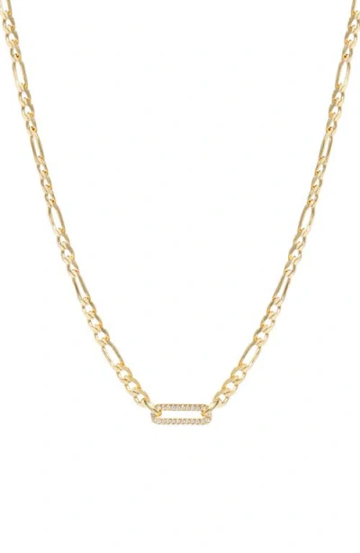 Athra Luxe Pavé Figaro Chain Necklace In Gold