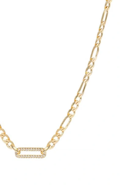 Athra Luxe Pavé Figaro Chain Necklace In Gold