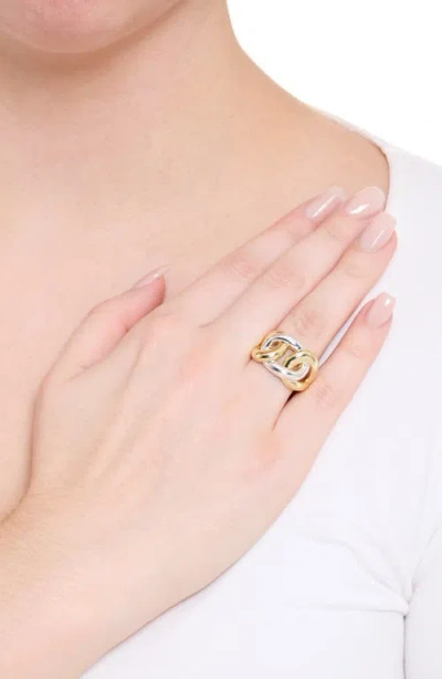 Athra Luxe Sculpted Link Ring In Gold