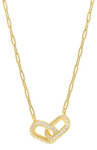 Athra Luxe Pavé Duo Interlock Necklace In Gold