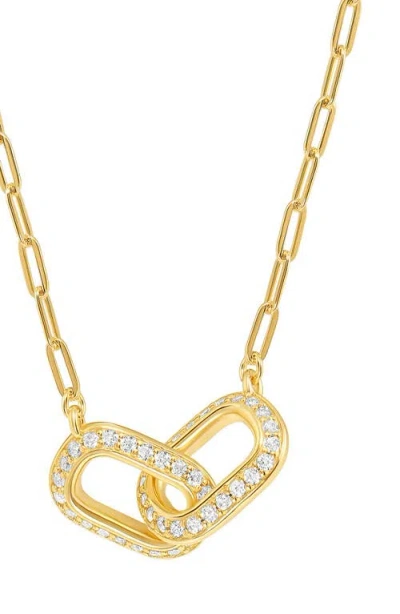Athra Luxe Pavé Duo Interlock Necklace In Gold