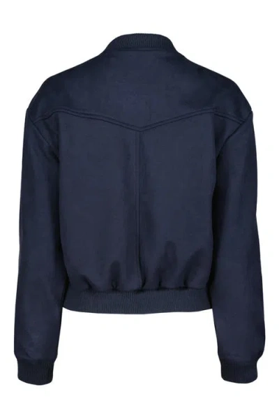 Bishop + Young Chelsea Faux Suede Bomber In Blue