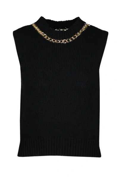 Bishop + Young Savoy Chain Detail Sweater Tank In Black