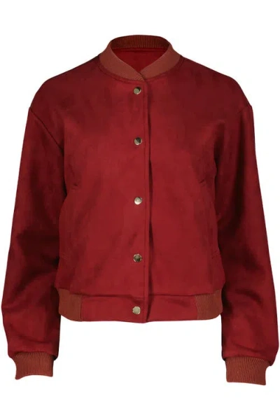 Bishop + Young Chelsea Faux Suede Bomber In Burgundy