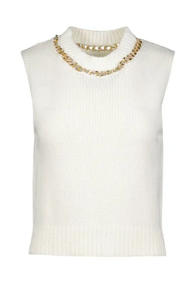Bishop + Young Savoy Chain Detail Sweater Tank In White