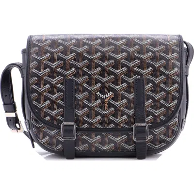 Pre-owned Goyard  Goyard Belvedere Messenger Bag Coated Canvas Pm In Black