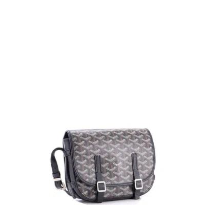 Pre-owned Goyard  Goyard Belvedere Messenger Bag Coated Canvas Pm In Black
