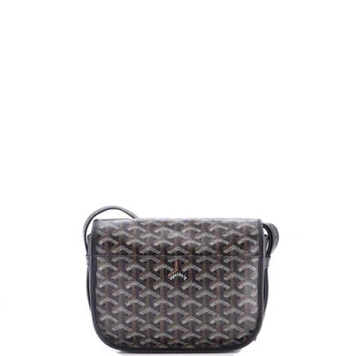 Pre-owned Goyard  Goyard Belvedere Messenger Bag Coated Canvas Pm In Black