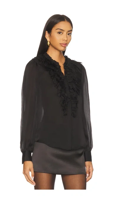 Ulla Johnson Rouen Silk Long Sleeve Blouse In Black