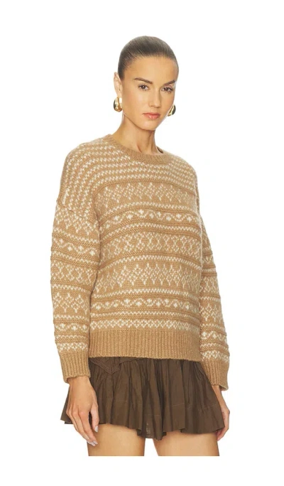 Naadam Luxe Lofty Alpaca Fair Isle Crewneck In Brown