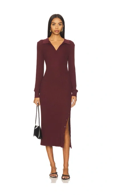 Bobi Polo With Snap Slit Dress In Burgundy