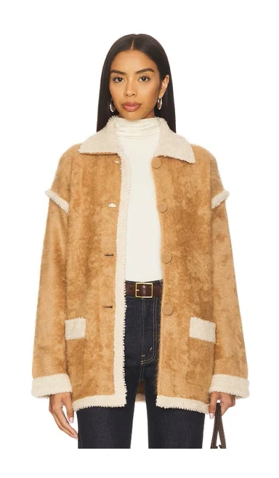 Guest In Residence Grizzly Shearling-trim Cashmere Jacket In Animal Print