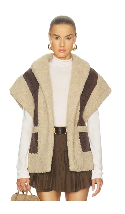 Line & Dot Ace Faux Shearling Vest In Neutral