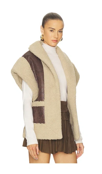 Line & Dot Ace Faux Shearling Vest In Neutral
