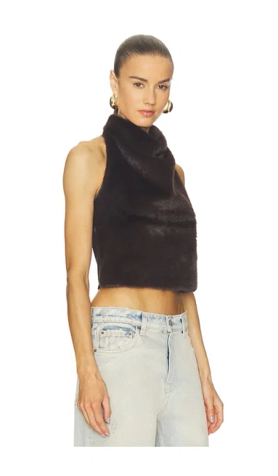 Line & Dot Cassidy Faux Fur Top In Brown