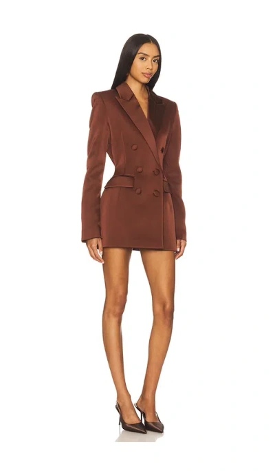 Nadine Merabi Monica Satin Blazer In Brown