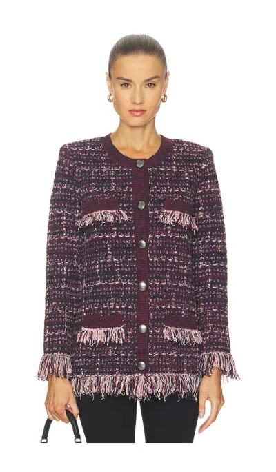 L'agence Kastoria Fringe Trim Cardigan Sweater In Burgundy