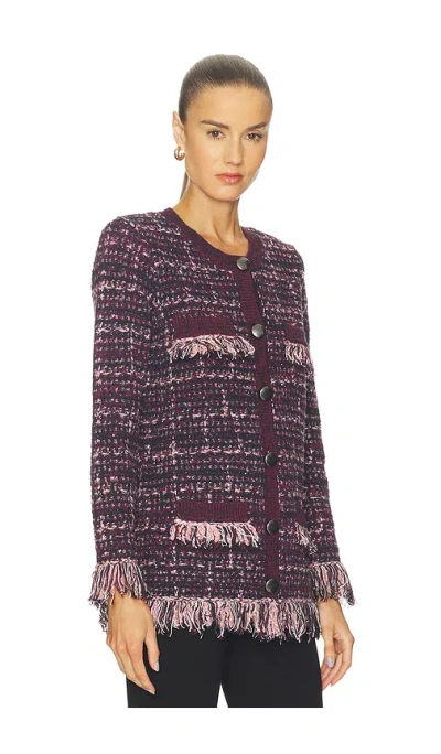 L'agence Kastoria Fringe Trim Cardigan Sweater In Burgundy