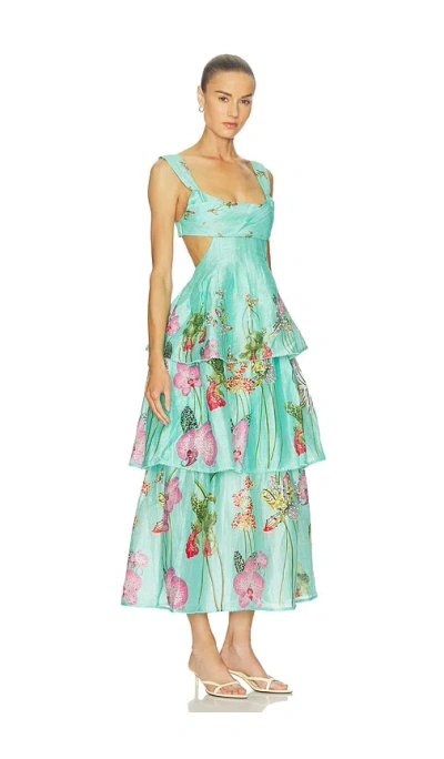 La Fuori Botanical Oasis Dress In Blue