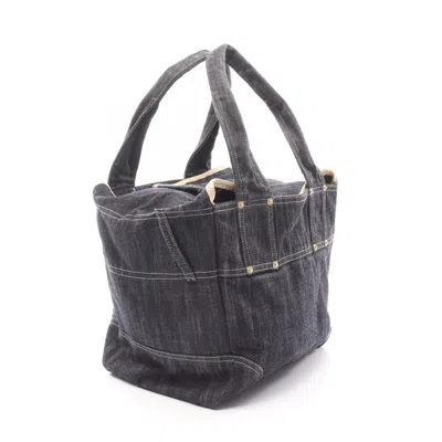 Pre-owned Chanel Navy Denim Tote Bag () In Blue