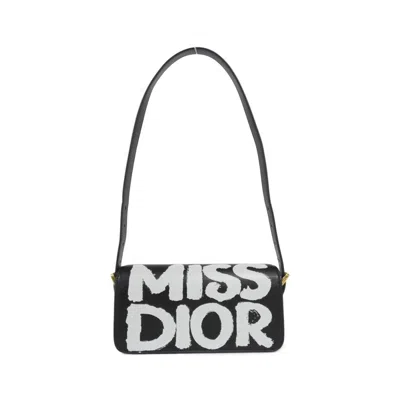 Pre-owned Dior Christian  Black White Leather Shoulder Bag () In Multi