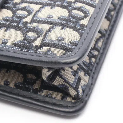 Pre-owned Dior Christian  Gray Navy Canvas Leather Shoulder Bag () In Multi