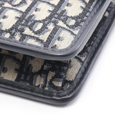 Pre-owned Dior Christian  Gray Navy Canvas Leather Shoulder Bag () In Multi