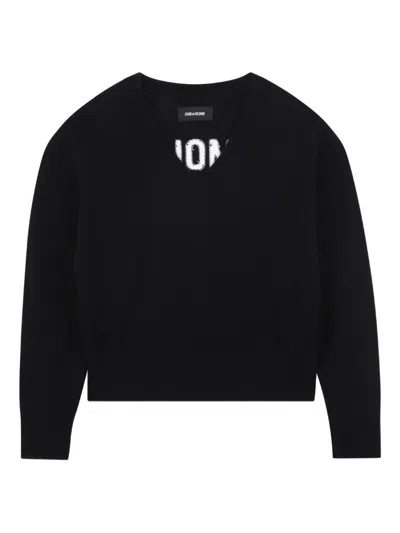 Zadig & Voltaire Zadig E Voltaire Kids V-neck Sweater In Black