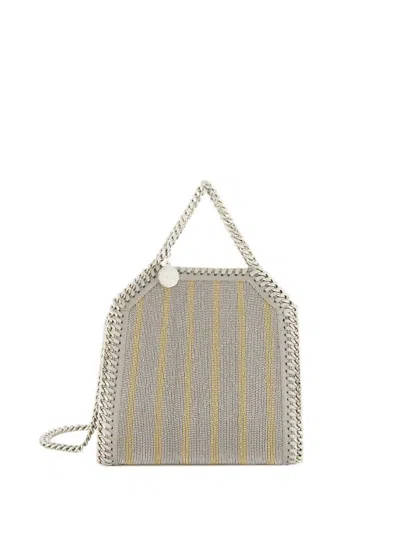 Stella Mccartney Falabella Striped Metallic Bag In Gray