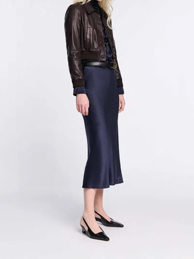 Dorothee Schumacher Stretch Silk-satin Midi-skirt In Blue