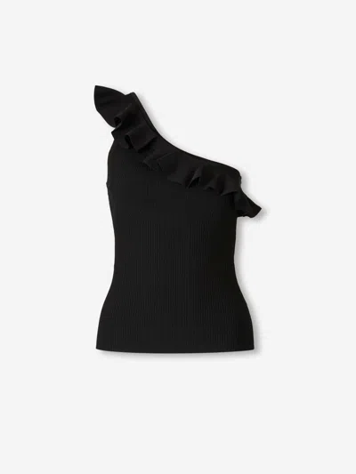 Zimmermann Asymmetric Ruffle Top In Black